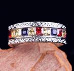 Stalen dames ring met verschillende kleuren zirkonen, IJzer of Staal, Nieuw, Ophalen of Verzenden, 17 tot 18