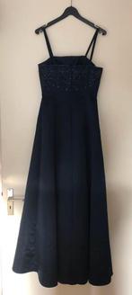 Blauwe avondjurk satijn, maat 38, Kleding | Dames, Jurken, Verzenden, Zo goed als nieuw, Maat 38/40 (M), Blauw