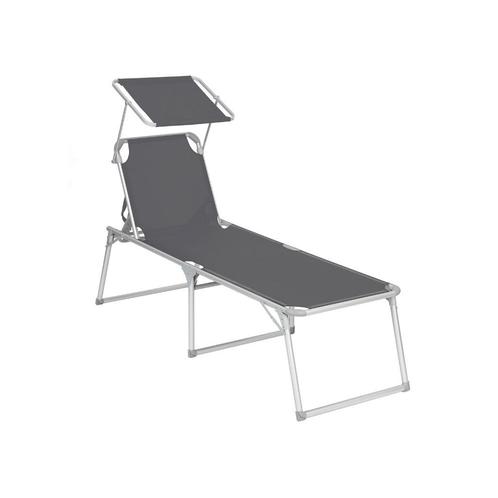Verstelbaar Zonnebed - Tuinbed - Zon - Grijs - 193x67x48, Tuin en Terras, Ligbedden, Nieuw, Overige materialen, Inklapbaar, Verstelbaar
