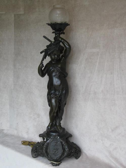Immens grote bronzen lamp - hoogte 103cm - brons, Antiek en Kunst, Antiek | Lampen, Ophalen