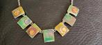 Vintage geëmailleerd ketting, Overige materialen, Ophalen of Verzenden, Groen, Verstelbaar
