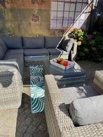 Loungeset, overkapping, kussenbox en kussentas, Ophalen, Gebruikt, 6 zitplaatsen, Bank