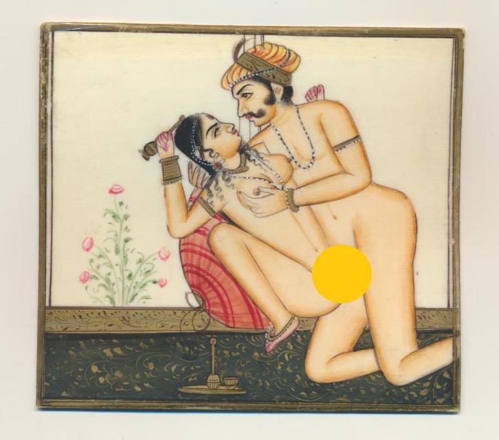 Erotische Miniatuur schilderij - India - Antiek - ca. 1920, Antiek en Kunst, Kunst | Schilderijen | Klassiek, Verzenden