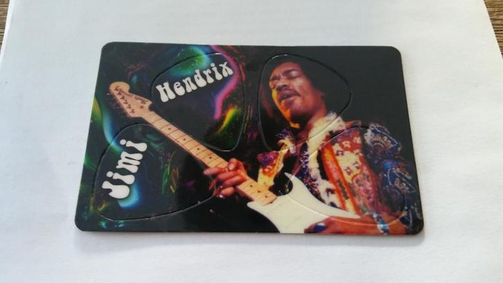 Jimi Hendrix gitaarplectrums picks muziek kaart artiest, Verzamelen, Muziek, Artiesten en Beroemdheden, Zo goed als nieuw, Overige typen