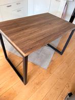 Houten Eettafel met Metalen Onderstel, Ophalen, 100 tot 150 cm, 50 tot 100 cm, Zo goed als nieuw