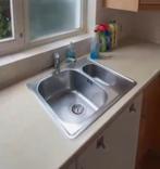 RVS dubbele spoelbak & kraan, Ophalen, Gebruikt, 50 tot 100 cm, Minder dan 100 cm