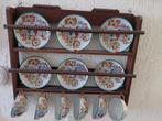 6 delige set met kop en schotel in houten rek, Antiek en Kunst, Ophalen
