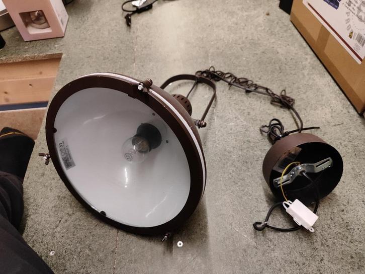 Industriële Hanglamp - Stoer Design, Huis en Inrichting, Lampen | Hanglampen, Gebruikt, 50 tot 75 cm, Metaal, Ophalen of Verzenden