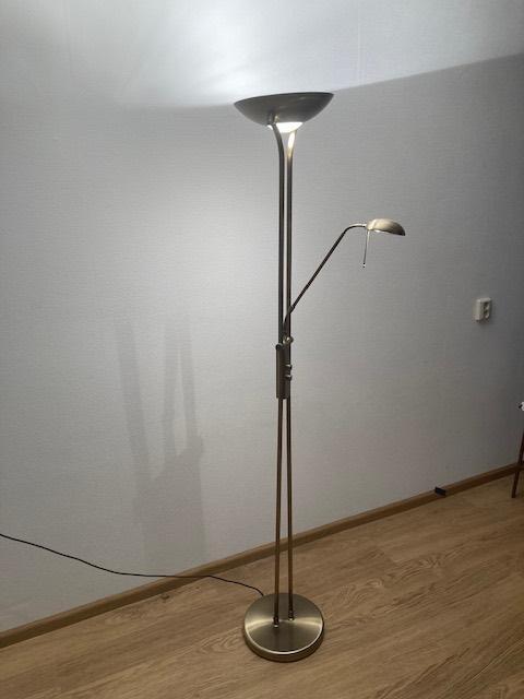 Bronzen vloerlamp, Huis en Inrichting, Lampen | Vloerlampen, Zo goed als nieuw, 150 tot 200 cm, Glas, Metaal, Ophalen