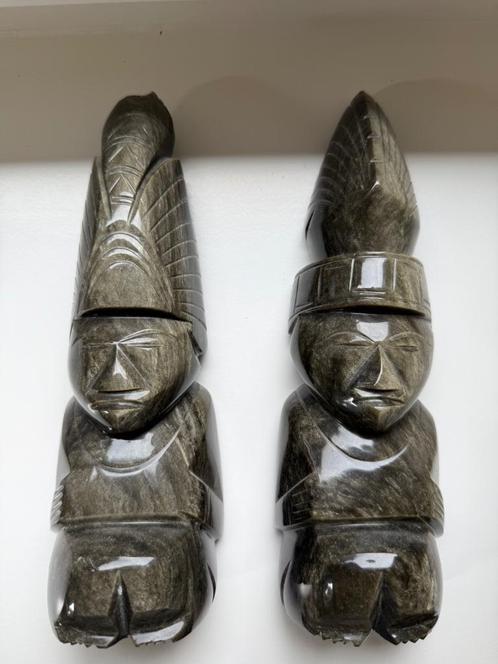 Obsidiaan sculpturen Maya Azteken, Mexico, Verzamelen, Mineralen en Fossielen, Mineraal, Ophalen of Verzenden
