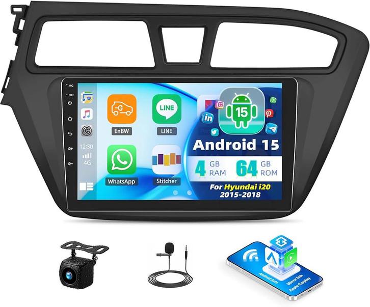 Apple CarPlay + Achteruitrijcamera – Hyundai i10 (2014–2020), Auto diversen, Autoradio's, Zo goed als nieuw, Ophalen