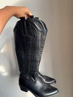 Zwarte nep leren halfhoge cowboy laarzen, Vintage, Hoge laarzen, Vintage, Ophalen of Verzenden