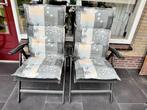2 inklapbare, verstelbare grijze tuinstoelen Hartman kussens, Tuin en Terras, Ophalen, Zo goed als nieuw, Aluminium, Verstelbaar