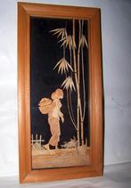 Vintage Chinese bamboe handgemaakte wanddecoratie. 40x20cm., Ophalen of Verzenden