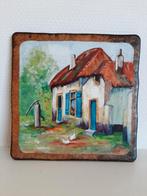 Oude beschilderde wandtegel dorpsgezicht, Ophalen of Verzenden