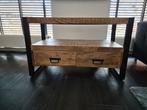 TV-kast van mangohout in zeer goede staat - 100x45x60 cm, Zo goed als nieuw, 75 cm of meer, Industrieel, Rechthoekig