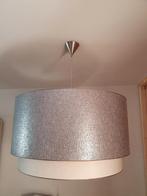 Grijs beige Duran lamp met 2 lampenkappen, Huis en Inrichting, Lampen | Lampenkappen, Ophalen, Gebruikt, Grijs, Rond