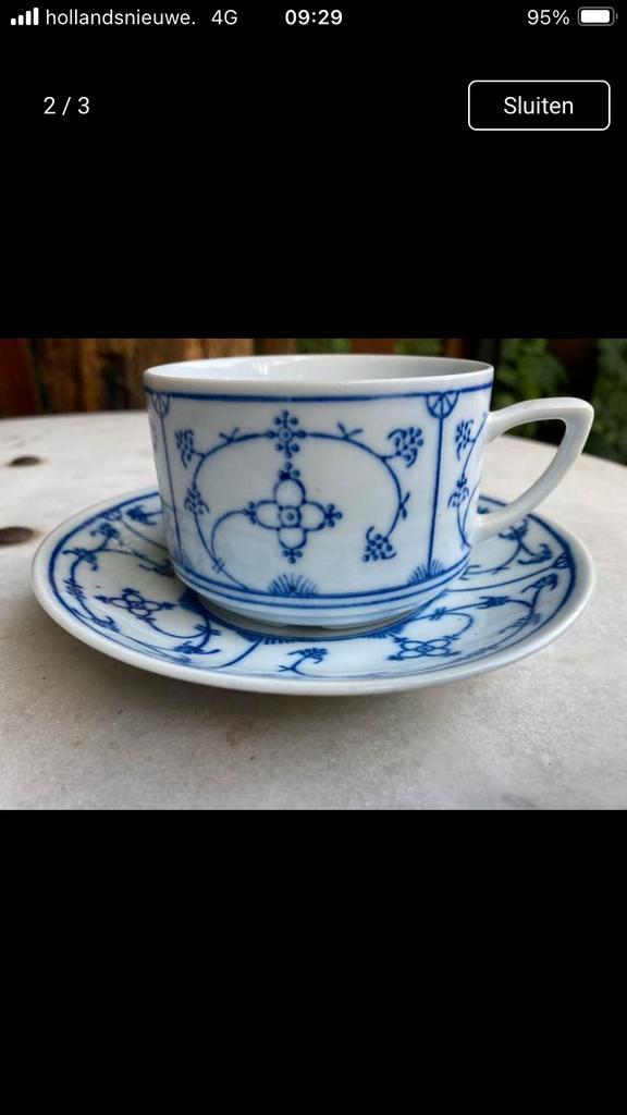 4 kop en schotels ‘Blau saks’ uit de voormalige DDR, Antiek en Kunst, Antiek | Servies los, Ophalen of Verzenden