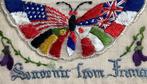 fr 1918 geborduurd vlinder opgebouwd uit vlaggen van landen, Verzamelen, Verzenden, Voor 1920, Gelopen, Overige thema's