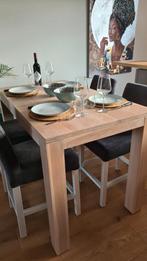 Hoge eikenhouten eettafel/bartafel 140x80cm, Ophalen, Rechthoekig, 100 tot 150 cm, 50 tot 100 cm