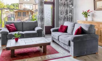 Banken set: 2- en 3-zits, donkerblauw-grijs beschikbaar voor biedingen