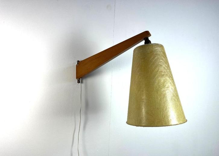 vintage design Philips NX81 E/00 wandlamp met fiberkap 1961, Huis en Inrichting, Lampen | Wandlampen, Gebruikt, Ophalen of Verzenden