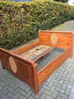 2 persoons Grenen bed, Huis en Inrichting, Slaapkamer | Bedden, Ophalen, Bruin, 210 cm, Tweepersoons