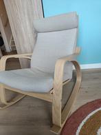 Ikea POANG Schommelstoel - Beige Kussen, Huis en Inrichting, Fauteuils, Ophalen, Hout, Zo goed als nieuw, 50 tot 75 cm