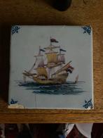 Delfts Blauw Tegel met Schip Tichelaar Makkum, Ophalen of Verzenden
