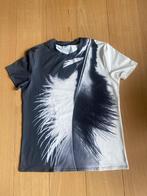 Korte mouwen shirt zwart wit print veer maat L, Ophalen of Verzenden, Zo goed als nieuw, Maat 52/54 (L), Zwart
