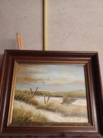 Schilderij: Boot op het strand, Antiek en Kunst, Kunst | Schilderijen | Klassiek, Ophalen of Verzenden