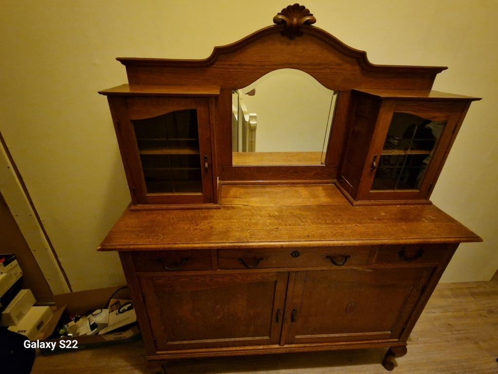 Antiek dressoir met spiegel, Antiek en Kunst, Antiek | Meubels | Kasten, Ophalen of Verzenden