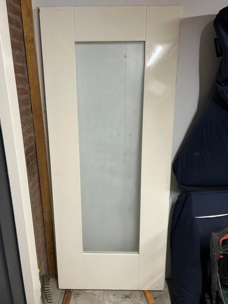 Nieuwe opdek binnendeur met melkglas 83x201,5, Doe-het-zelf en Verbouw, Deuren en Horren, Ophalen, 80 tot 100 cm, Binnendeur, Nieuw