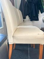 4 Witte Leren Eetkamerstoelen - Gebruikt, Huis en Inrichting, Stoelen, Ophalen, Gebruikt, Wit, Vier