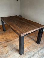 MOET WEG Houten eettafel 4/6 persoons met stalen frame/poten, Huis en Inrichting, Tafels | Eettafels, Ophalen, 50 tot 100 cm, Zo goed als nieuw