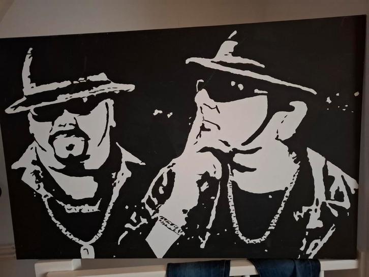 Zwart-wit schilderij van Andre hazes met hoeden, Antiek en Kunst, Kunst | Schilderijen | Klassiek, Ophalen