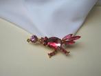 Broche roadrunner vogel /roze tinten kristal rijnstenen, Met kristal, Overige materialen, Gebruikt, Verzenden