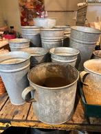 Vintage Zinken Bloemen Emmer, Ophalen, Gebruikt