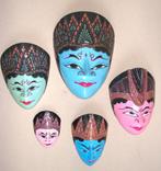 Indonesische kleurrijke maskers - 5 stuks -, Ophalen of Verzenden
