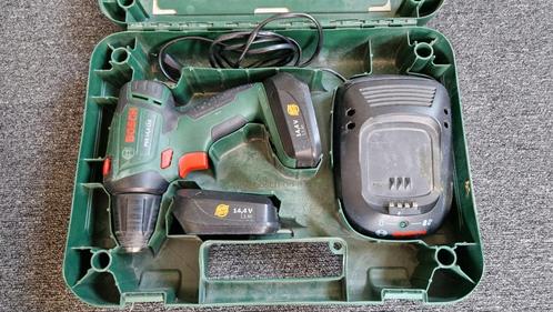 2 accu en lader, Bosch psr 14,4 li2, machine is defect!, Doe-het-zelf en Verbouw, Gereedschap | Boormachines, Gebruikt, Boormachine