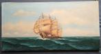 Schilderij Zeilschip Driemaster op doek, Antiek en Kunst, Verzenden