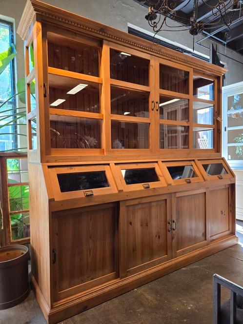 Grote grenen grutterskast | winkelkast | apothekerskast, Huis en Inrichting, Kasten | Buffetkasten, Gebruikt, 200 cm of meer, 200 cm of meer