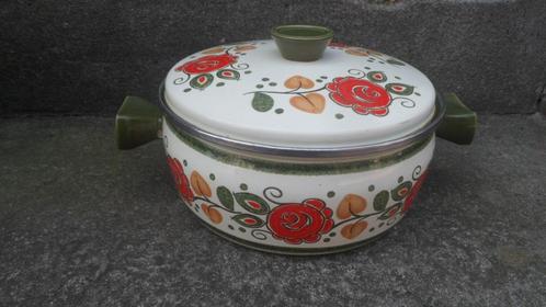 Vintage EMAILLEN PAN met deksel groot 24 cm. Baumann Tirol, Antiek en Kunst, Antiek | Emaille, Ophalen of Verzenden