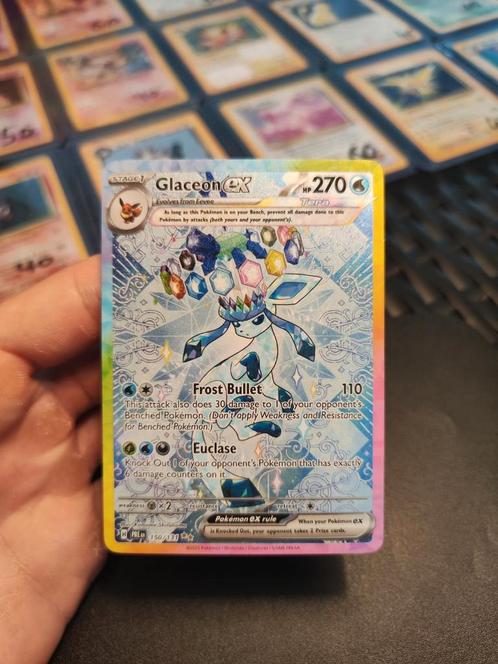 ❄️ Glaceon ex 150 Prismatic Evolutions #1, Hobby en Vrije tijd, Verzamelkaartspellen | Pokémon, Zo goed als nieuw, Losse kaart