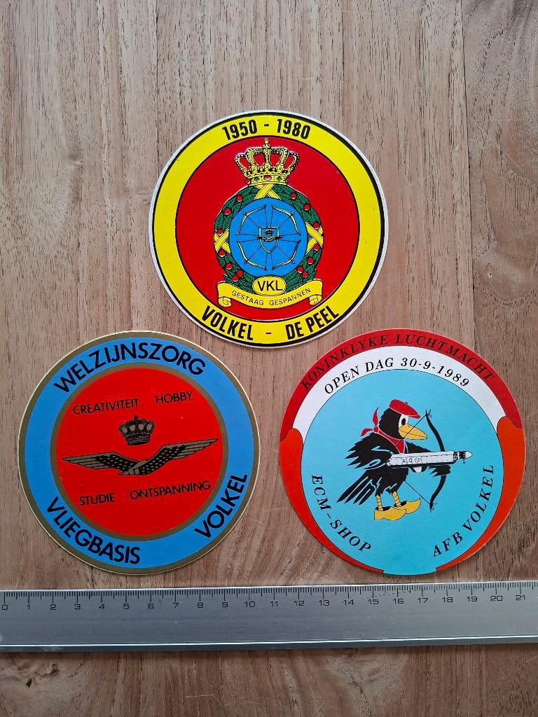 3 Stickers vliegbasis Volkel, Ophalen of Verzenden, Zo goed als nieuw, Bedrijf of Vereniging