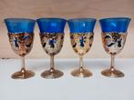 4 st kobaltblauwe glaasjes op vergulde voet., Ophalen, Nieuw, Borrel- of Shotglas
