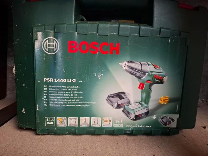 Bosch PSR 1440 LI-2 Accuboormachine, Doe-het-zelf en Verbouw, Gereedschap | Boormachines, Gebruikt, Boor- en Schroefmachine, Minder dan 400 watt