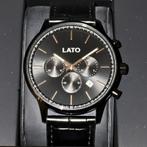 Heren horloge zwart (leren), Sieraden, Tassen en Uiterlijk, Horloges | Heren, Leer, Staal, Polshorloge, Zo goed als nieuw