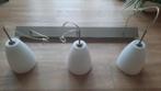 Hanglamp - met 3 Glazen Balonnen (en lampen), Huis en Inrichting, Lampen | Hanglampen, Gebruikt, Ophalen, 75 cm of meer, Glas