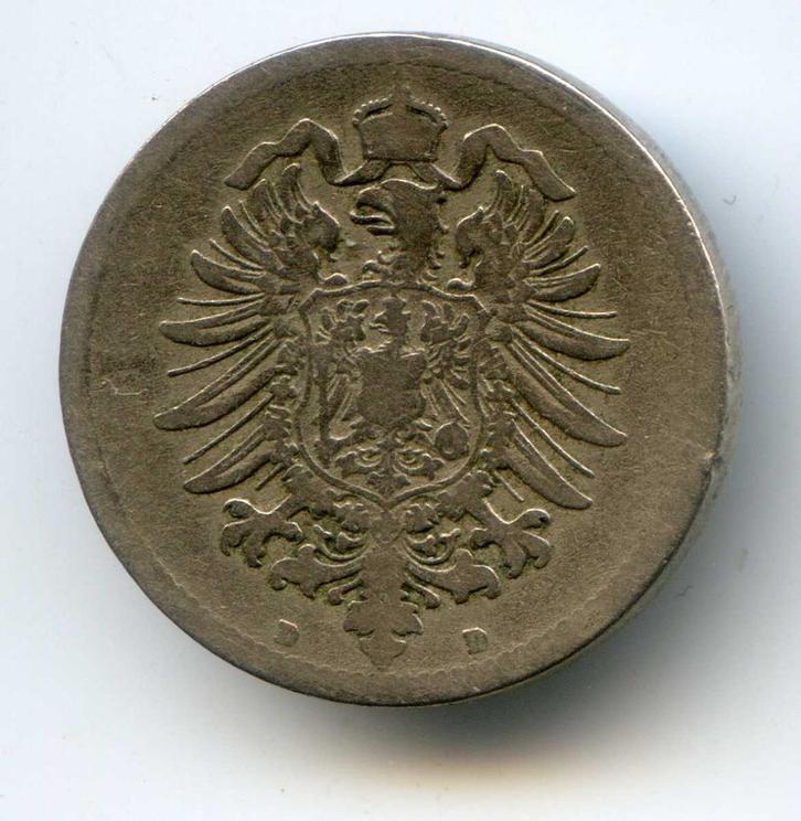 Duitsland 10 Pfennig 1873 D Oplage 472.000, Postzegels en Munten, Munten | Europa | Niet-Euromunten, Duitsland, Ophalen of Verzenden